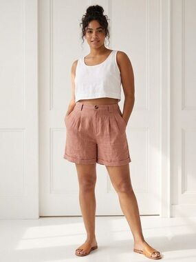 American Apparel Linen 100% High Waist Shorts , XS